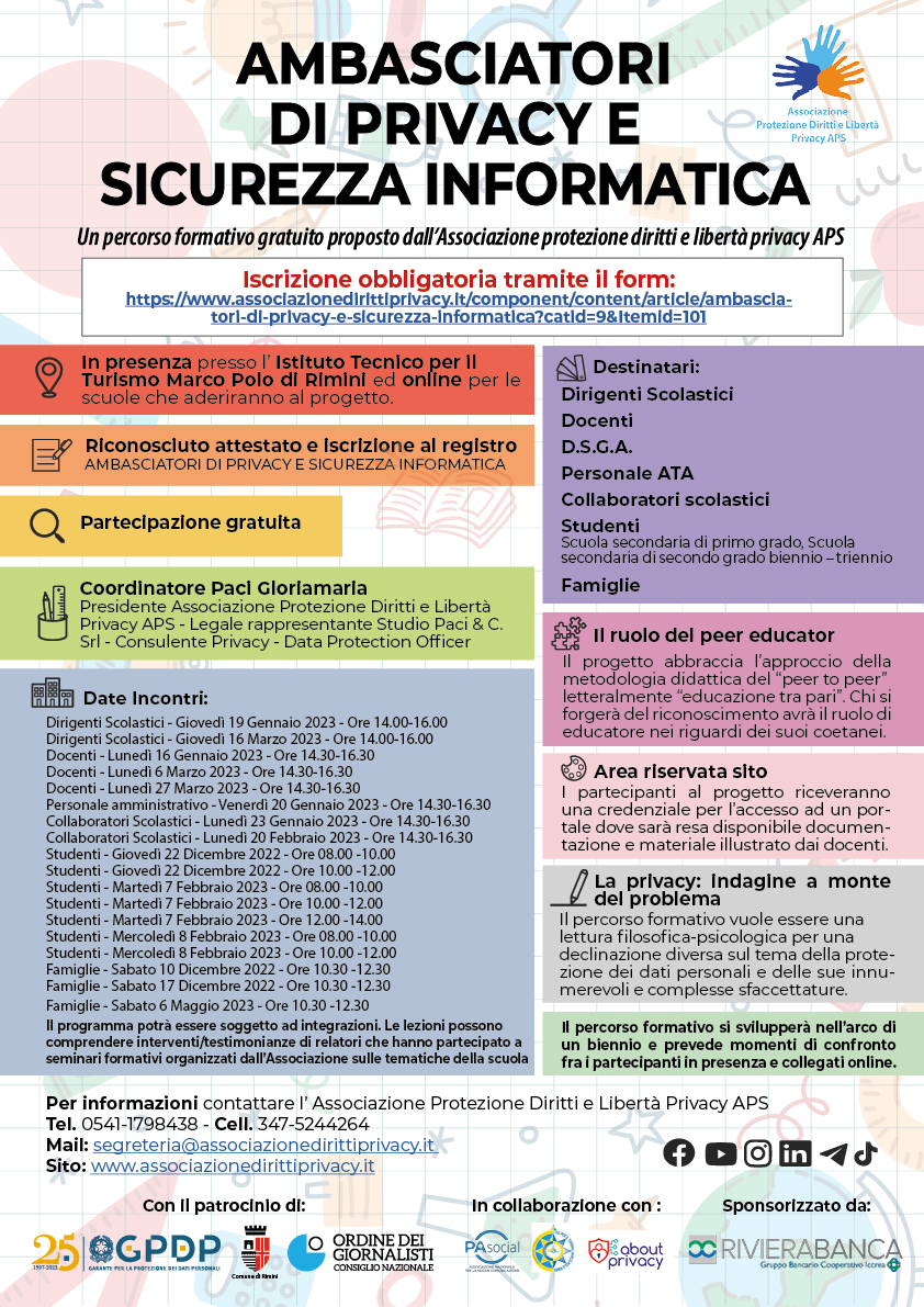 1° Edizione Ambasciatori di Privacy e Sicurezza Informatica